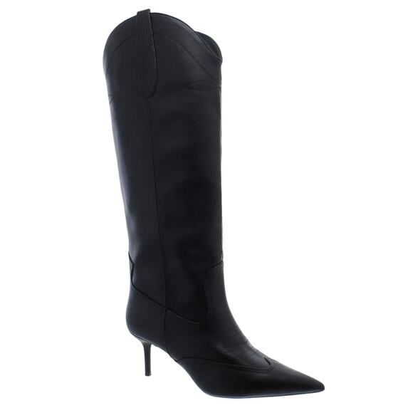 INC Women's Hayleigh Mid Stiletto Heel Cowboy Boots Black Size 7 - Picture 1 of 3